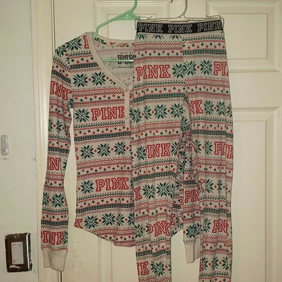 PINK Christmas Pajama Set - Picture 1 of 4